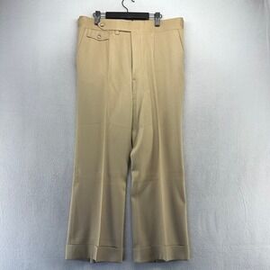 Vintage Claymore Trousers Fits 34x29 Tan Gurkha Style Wide Leg Baggy Wool 70s